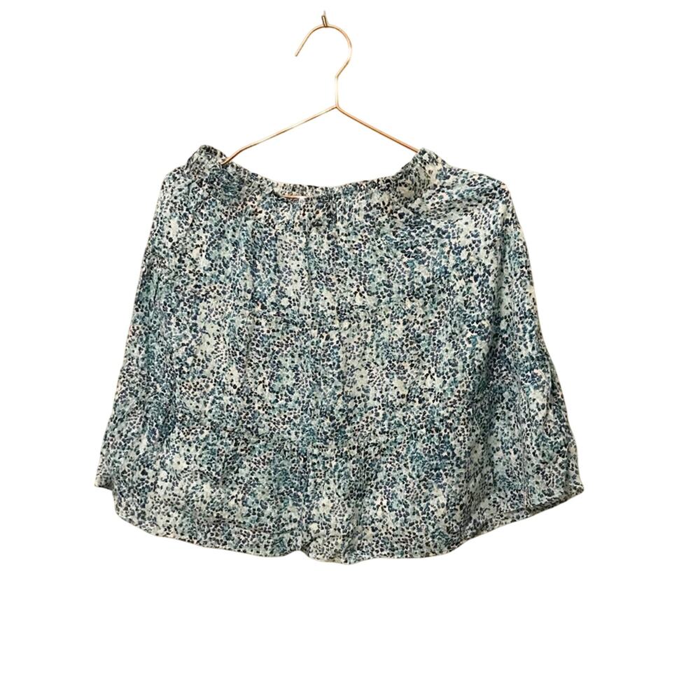 Loft elastic waist lined floral silver shimmer skirt size small petite N…